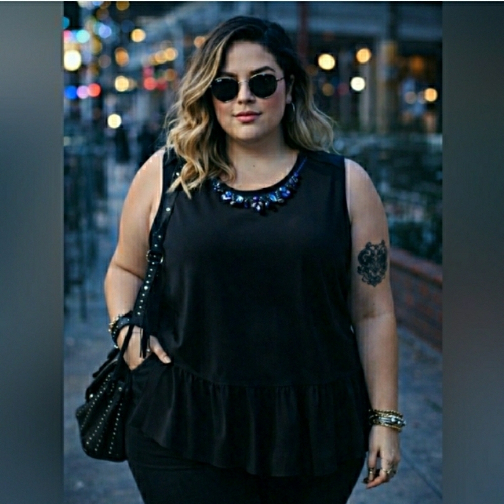 Black Top and Necklace 2 Pc Set Sleeveless The Limited 3XL NWT 🤍 Retail $79- - Picture 10 of 12